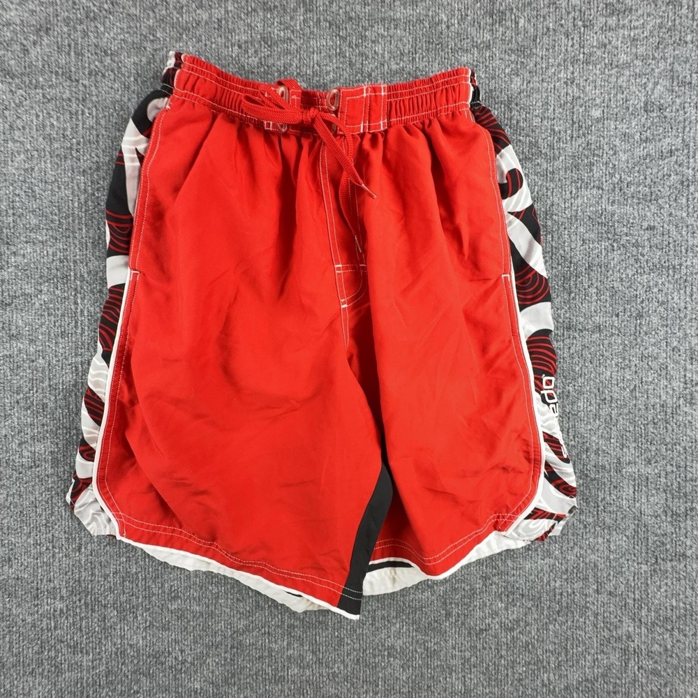Speedo Swim Trunks Mens‎ Large Red Stripe Mesh Lined Drawstring Quick Dry